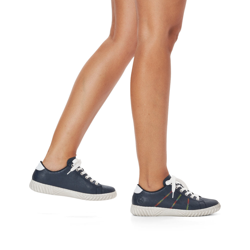 Rieker N0910-14 Navy Colour Stitch Trainers
