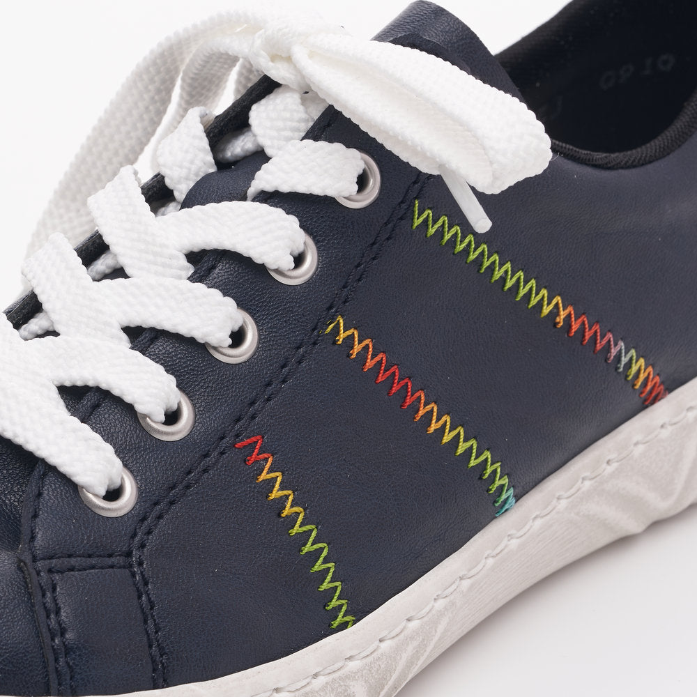 Rieker N0910-14 Navy Colour Stitch Trainers