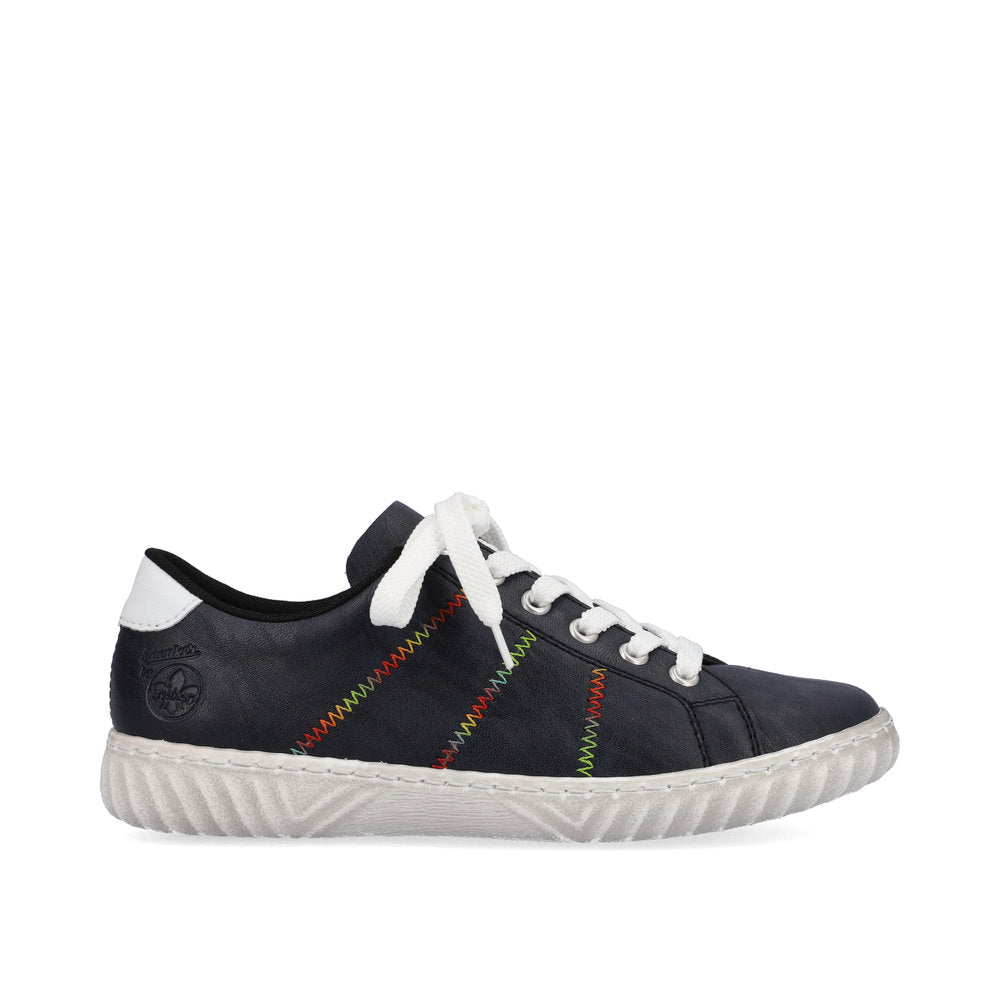 Rieker N0910-14 Navy Colour Stitch Trainers