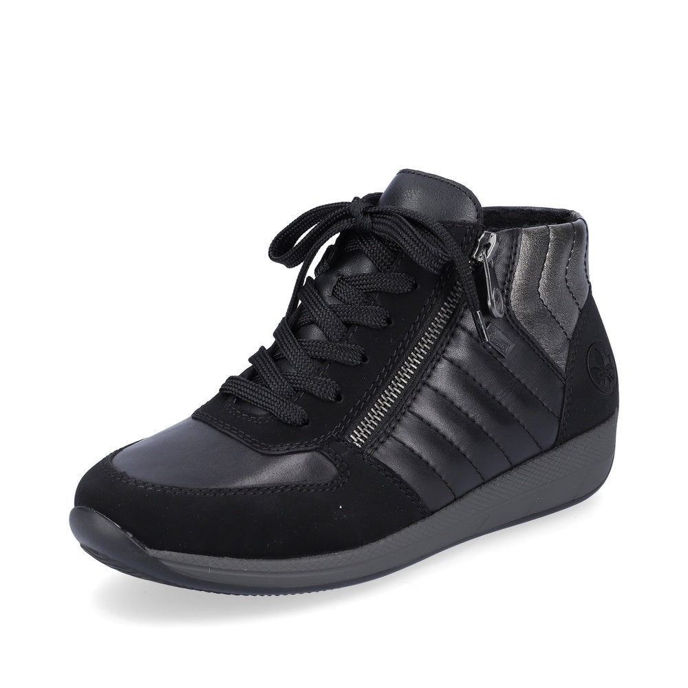 Rieker N1104-00 Tex Black High Top Sneakers with Zip