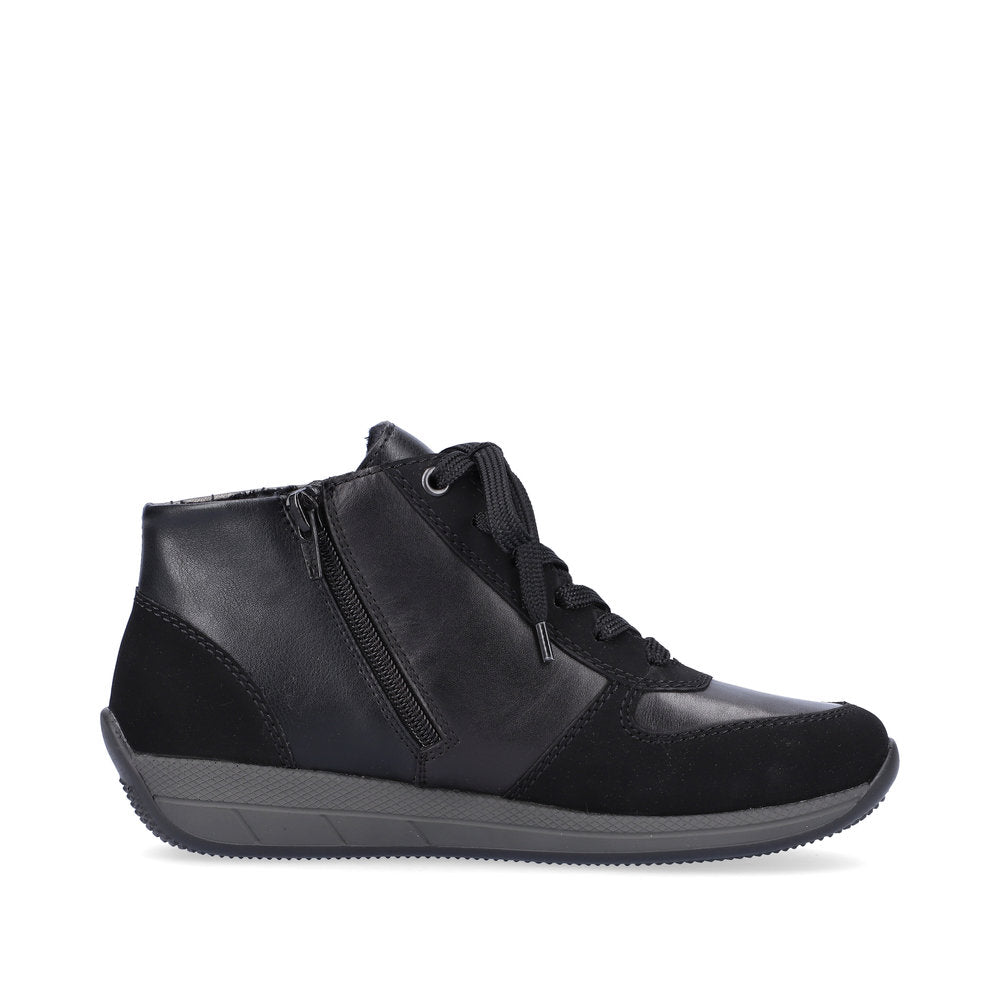 Rieker N1104-00 Tex Black High Top Sneakers with Zip