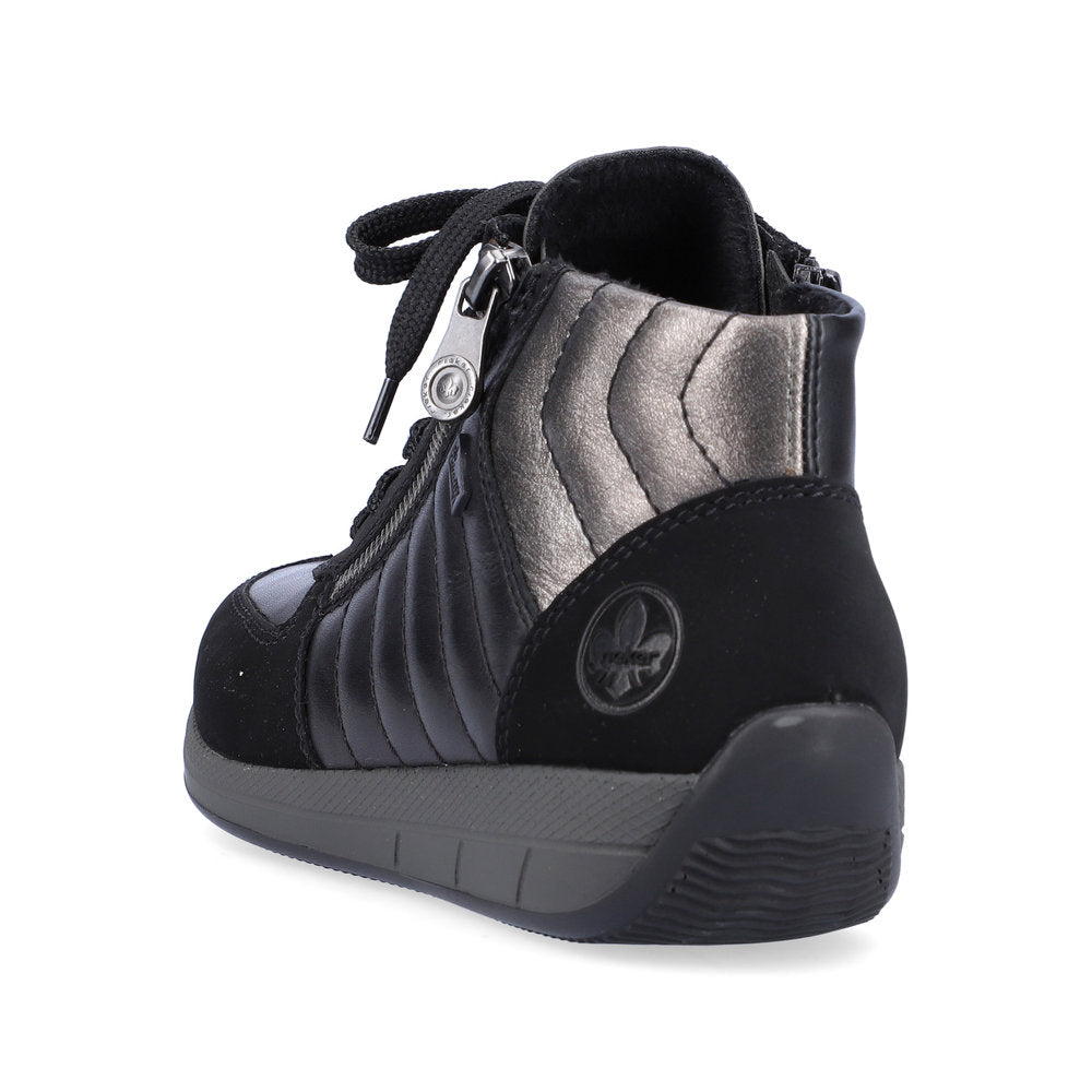 Rieker N1104-00 Tex Black High Top Sneakers with Zip