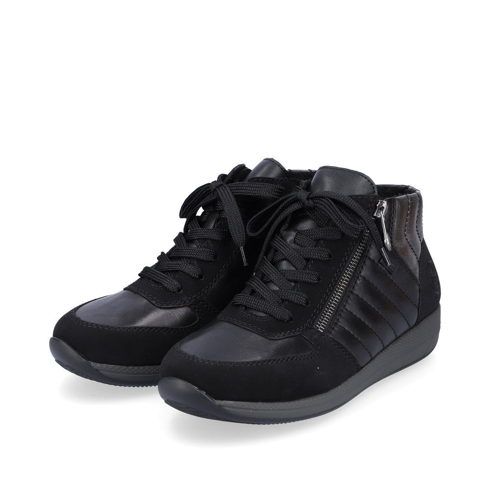 Rieker N1104-00 Tex Black High Top Sneakers with Zip