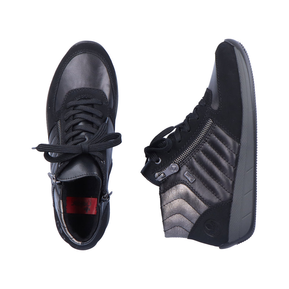 Rieker N1104-00 Tex Black High Top Sneakers with Zip