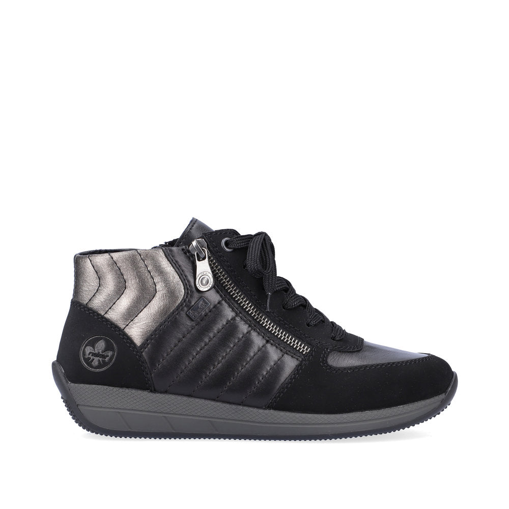 Rieker N1104-00 Tex Black High Top Sneakers with Zip