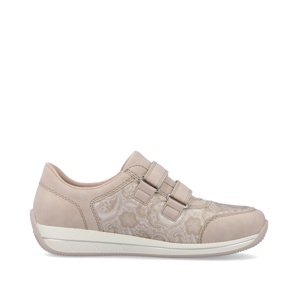 Rieker N1168-63 Beige Velcro Shoes - Wide