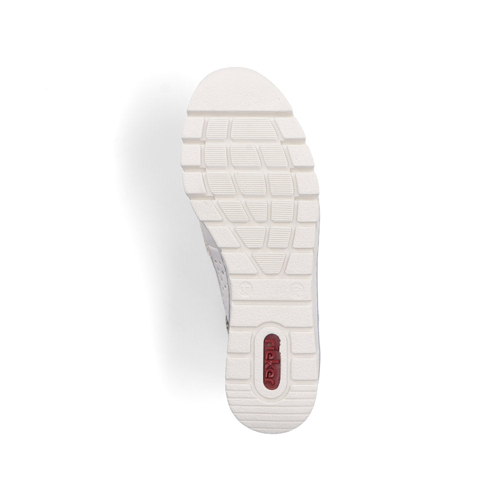 Rieker N3356-80 White Perforated Slip On Shoes with Wedge Heel