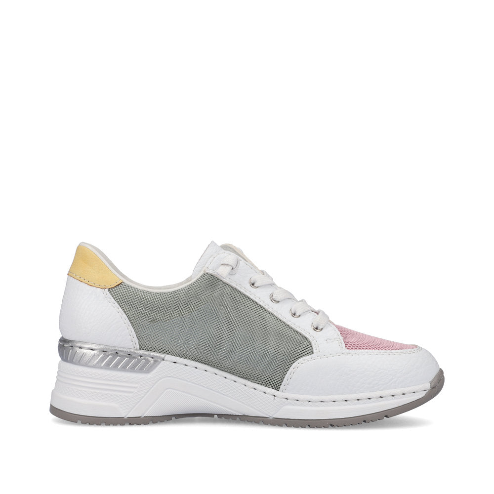 Rieker N4359-90 White Combi Sneakers with Zip
