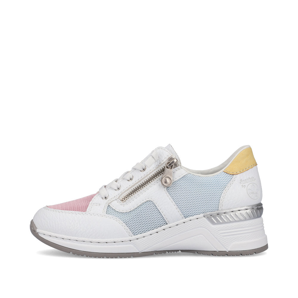 Rieker N4359-90 White Combi Sneakers with Zip