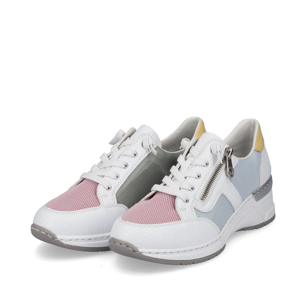 Rieker N4359-90 White Combi Sneakers with Zip