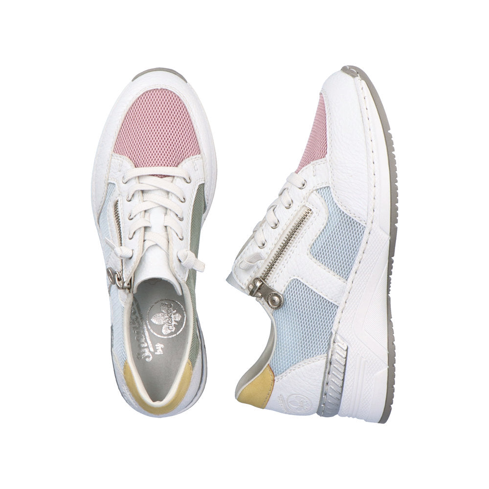 Rieker N4359-90 White Combi Sneakers with Zip