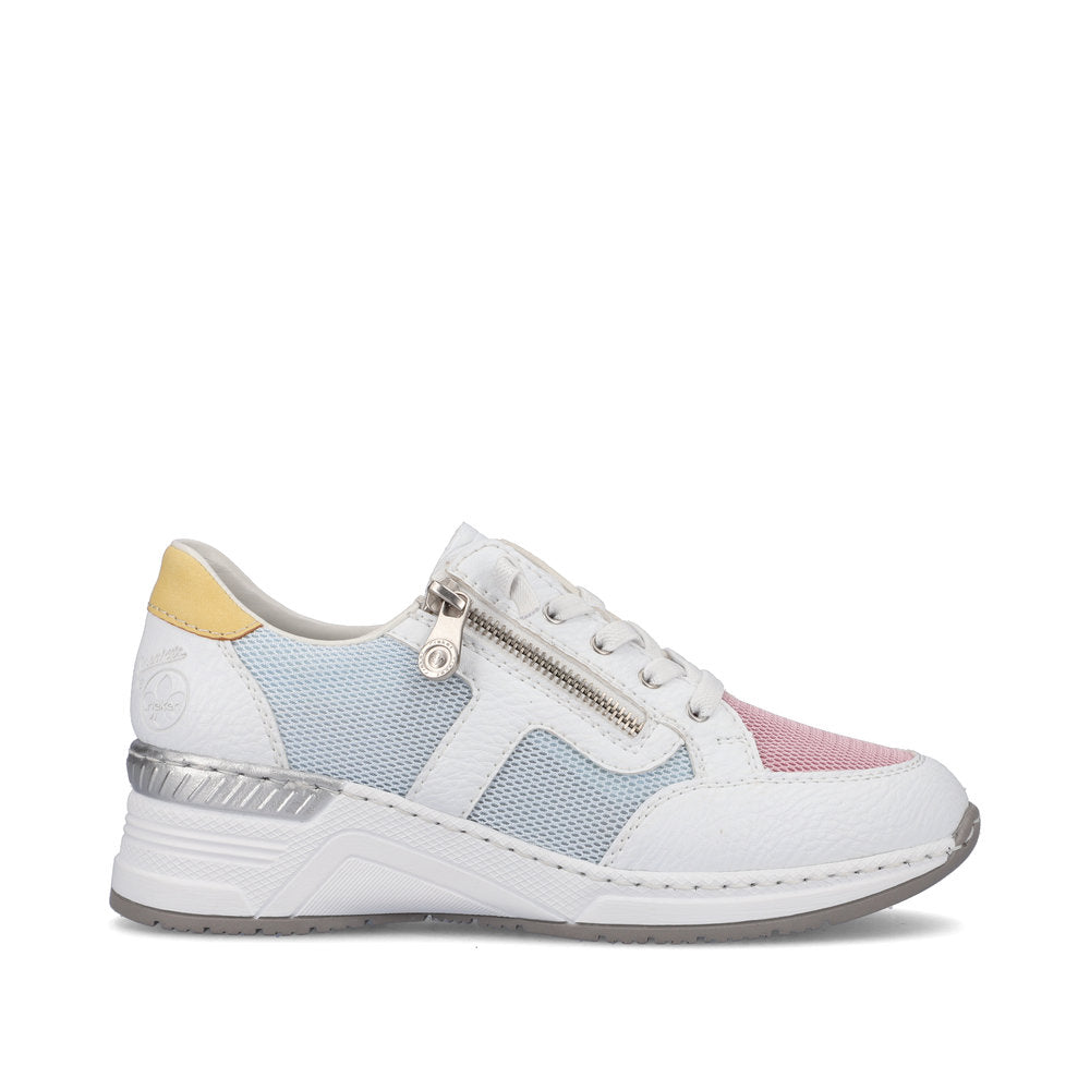 Rieker N4359-90 White Combi Sneakers with Zip