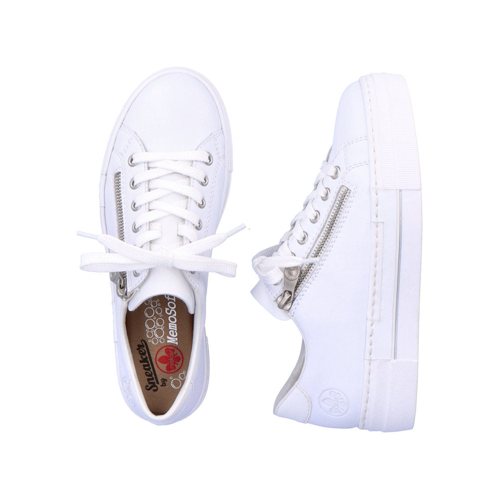 Rieker N4921-81 White Memosoft Sneakers with Zip