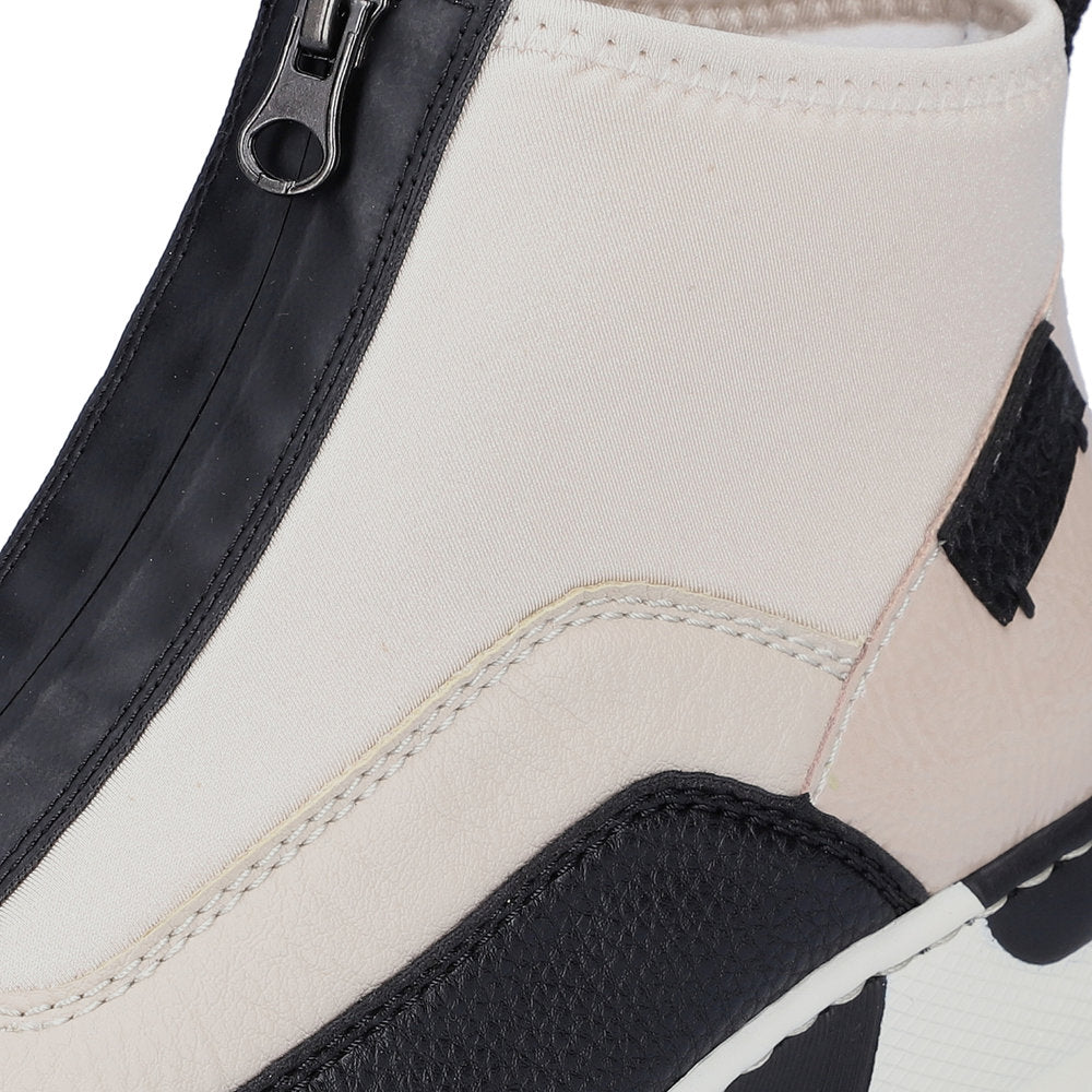 Rieker N6352-60 Cream, Beige & Black Ankle Boots with Middle Zip