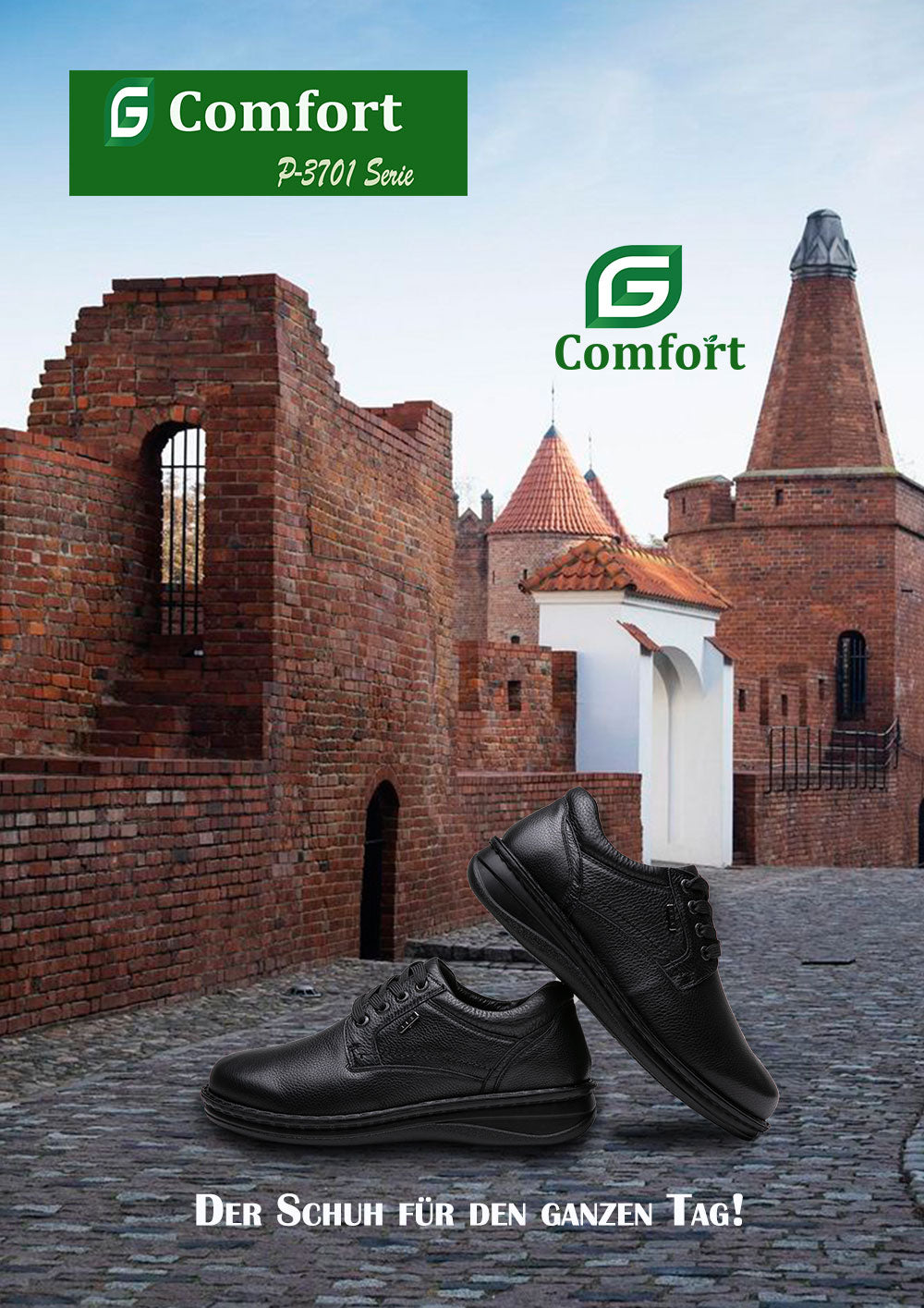 G Comfort P-3701 Sensitive Black Tex Lace Leather Shoes