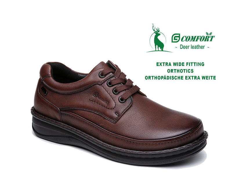 G Comfort P-3706 Cognac Tan Lace Extra Width Shoes