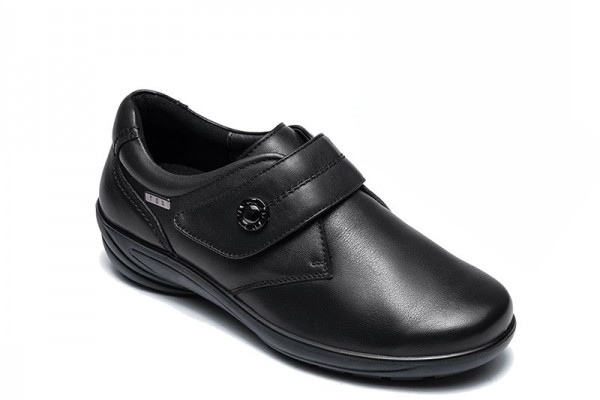 G Comfort P-9520 Black leather Stretch Tex Velcro Shoes