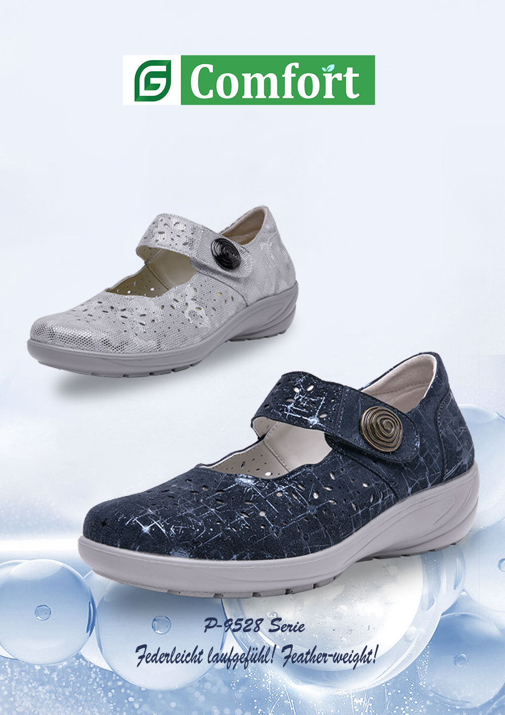 G Comfort P-9528 Beige/Gold Fantasy Velcro Shoes