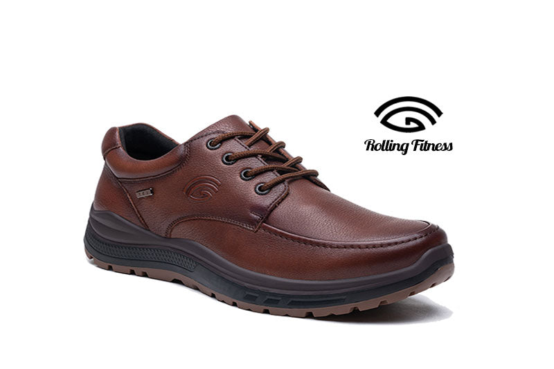 G Comfort R-1283 Cognac Tan Brown Lace Shoes with Rolling Fitness