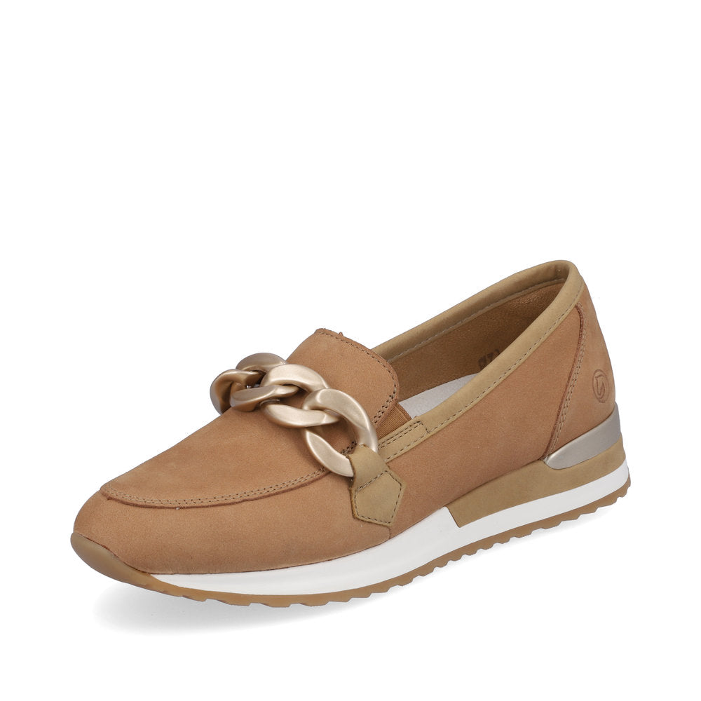 Remonte R2544-60 Beige Slip On Moccasins with Chain