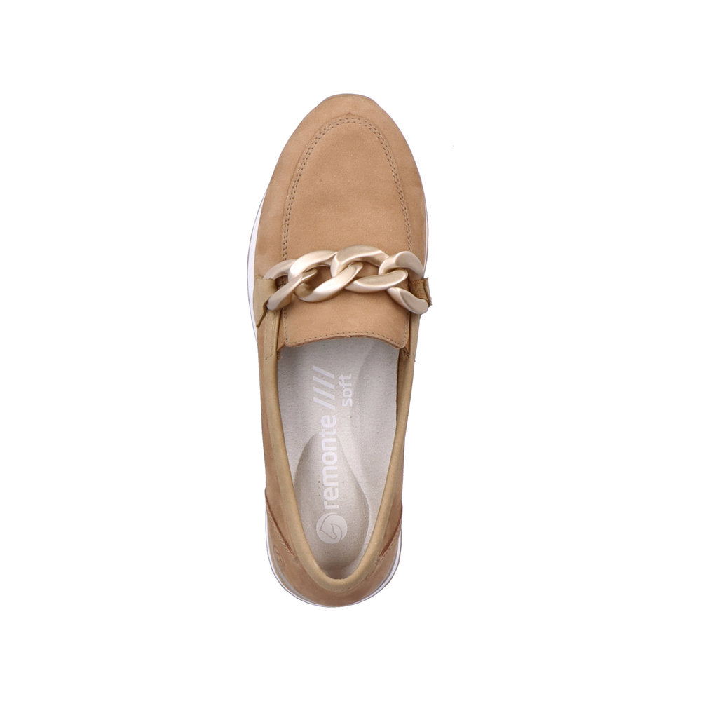 Remonte R2544-60 Beige Slip On Moccasins with Chain