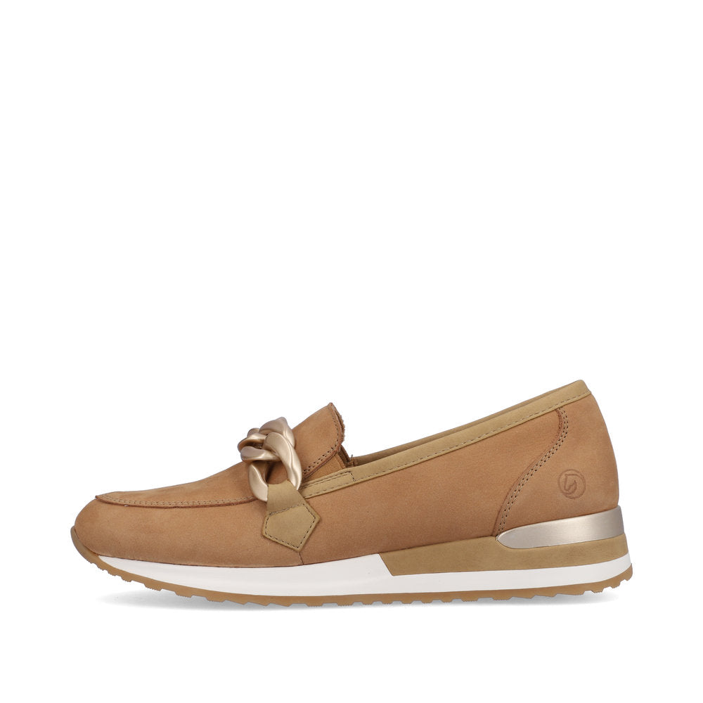 Remonte R2544-60 Beige Slip On Moccasins with Chain