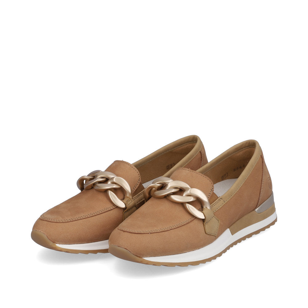 Remonte R2544-60 Beige Slip On Moccasins with Chain