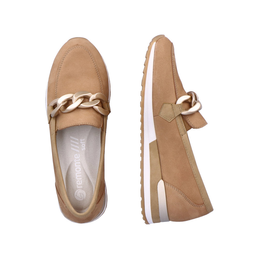 Remonte R2544-60 Beige Slip On Moccasins with Chain