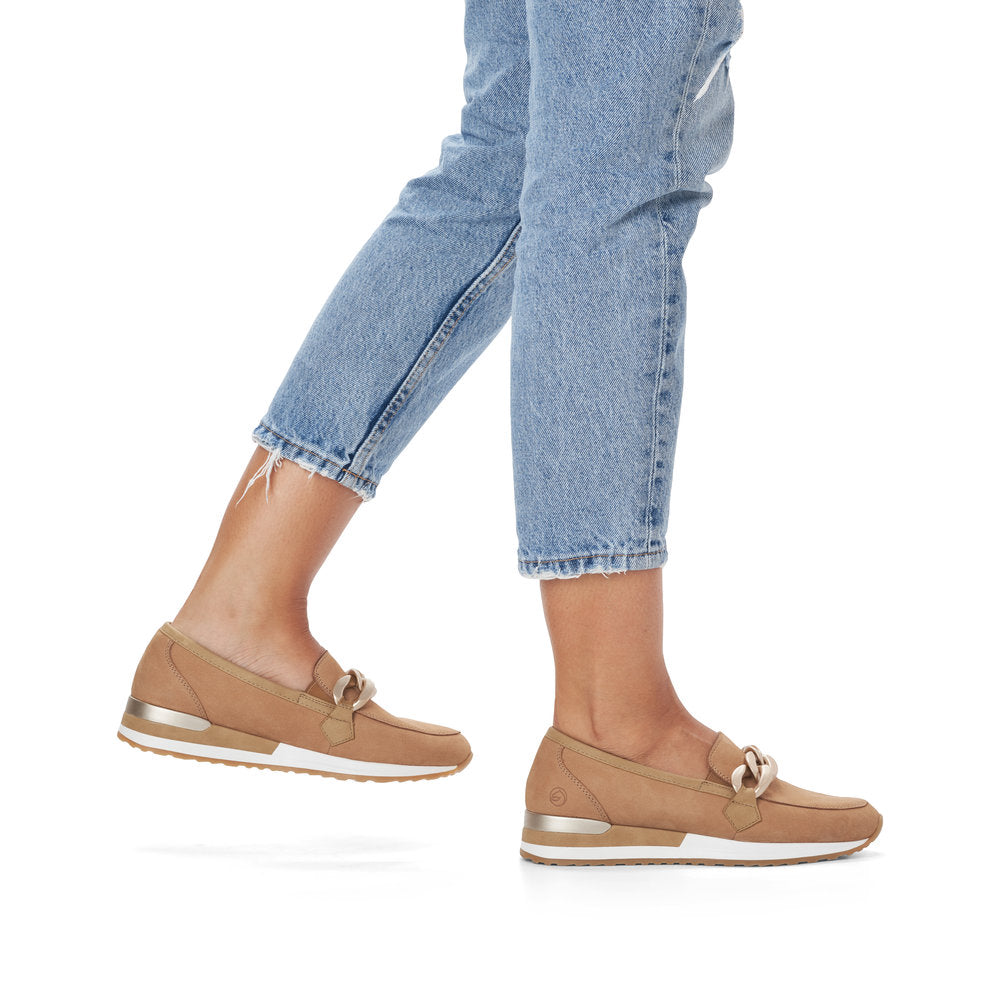Remonte R2544-60 Beige Slip On Moccasins with Chain