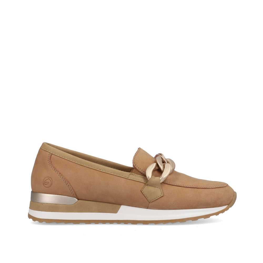 Remonte R2544-60 Beige Slip On Moccasins with Chain