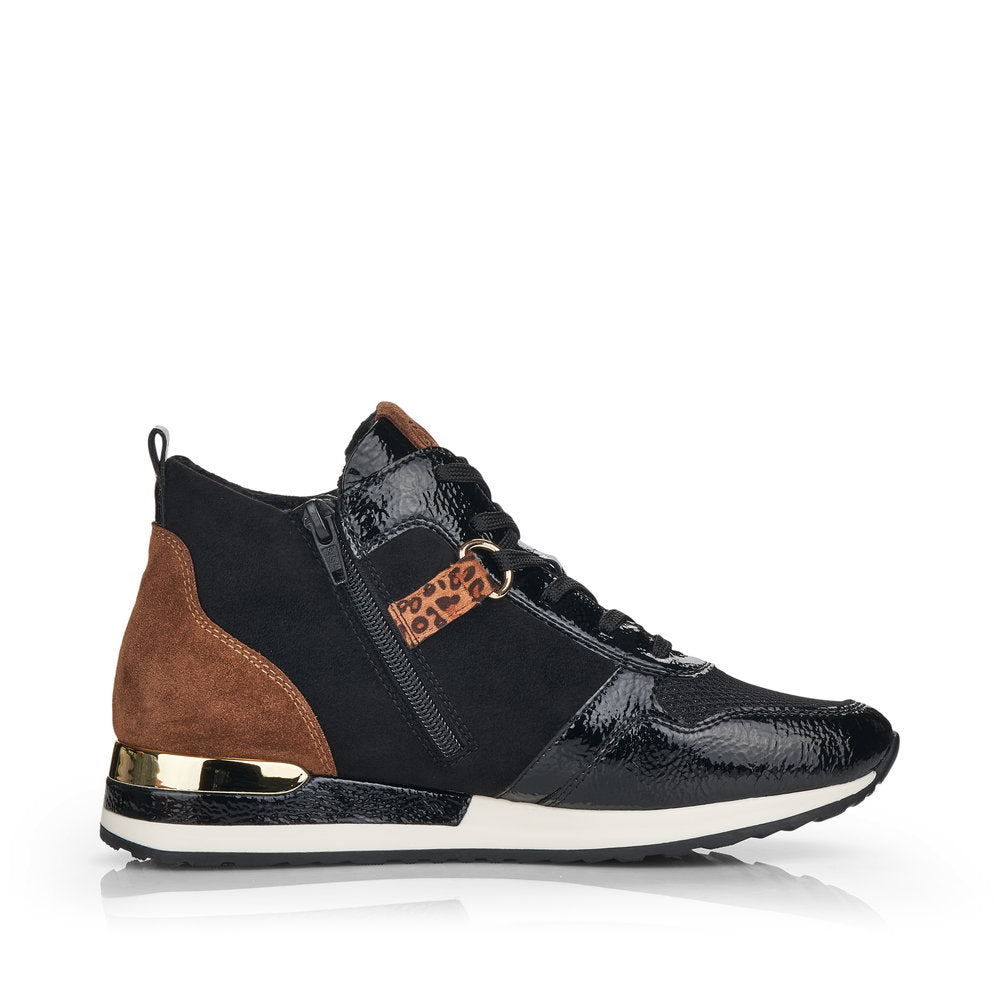 Remonte R2574-02 Black Combi Boots with Gold Heel Detailing