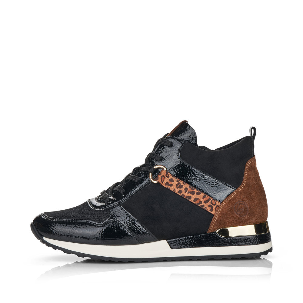 Remonte R2574-02 Black Combi Boots with Gold Heel Detailing