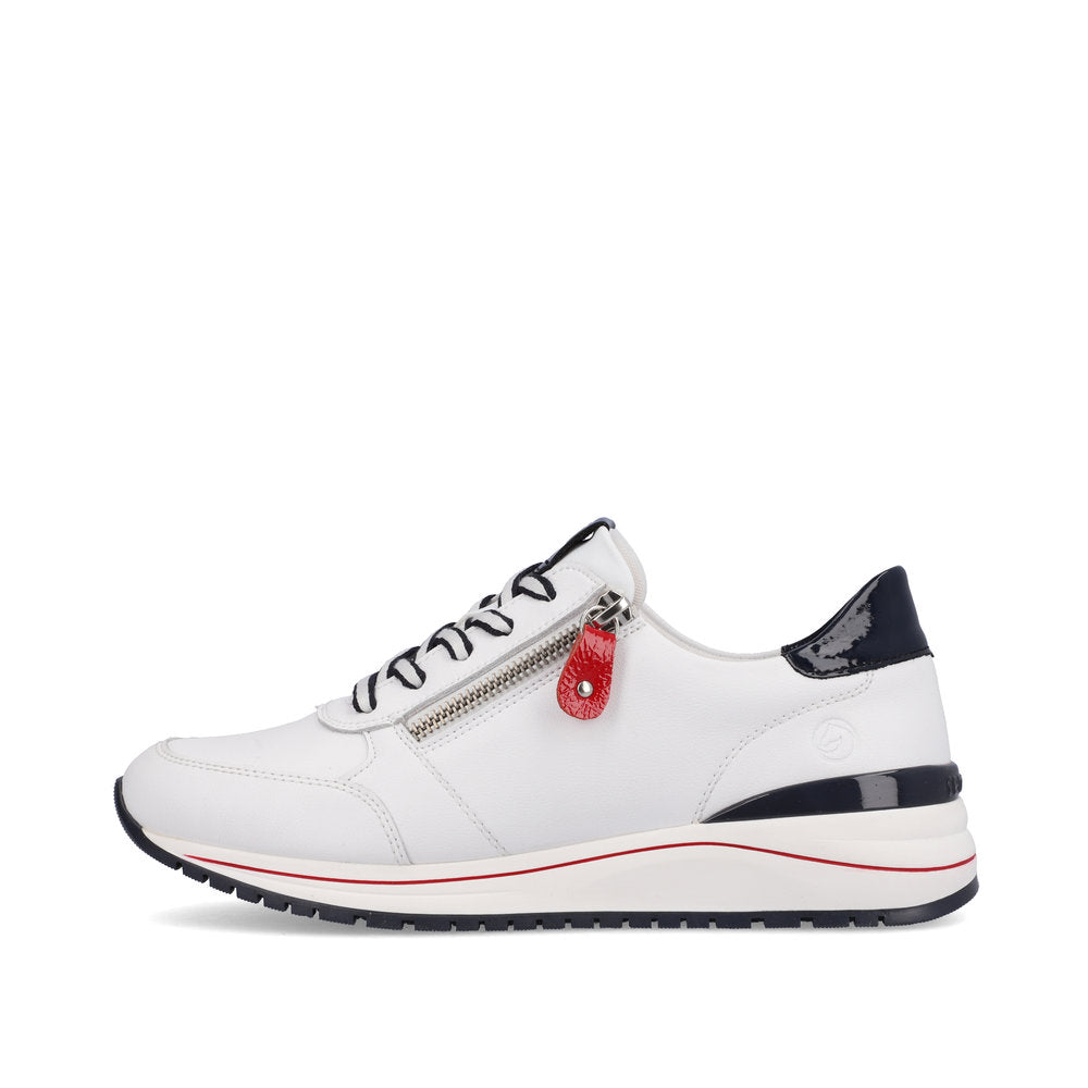 Remonte R3708-80 White, Navy & Red Sneakers with Zip