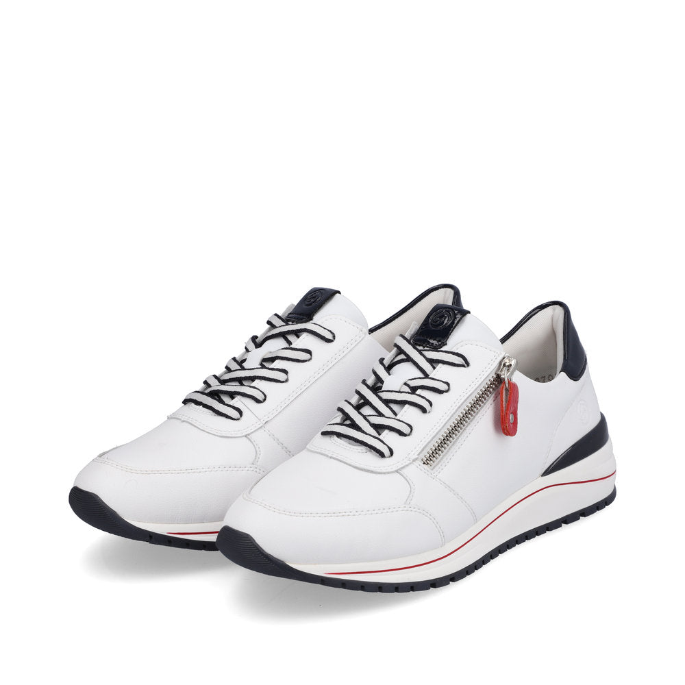 Remonte R3708-80 White, Navy & Red Sneakers with Zip
