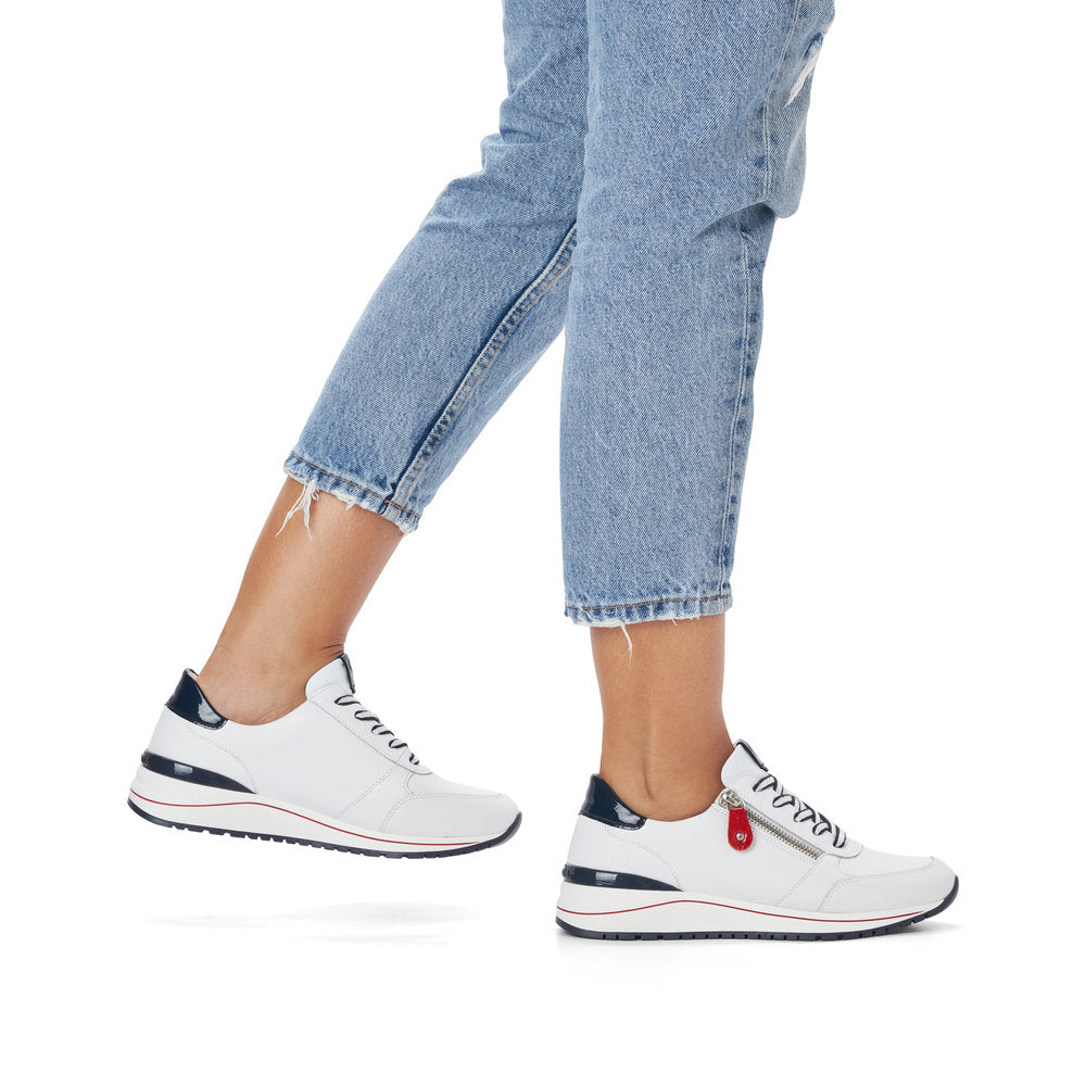Remonte R3708-80 White, Navy & Red Sneakers with Zip