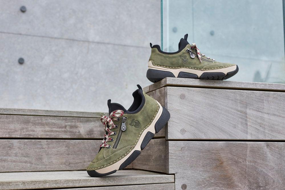Rieker 45973-54 Khaki Green & Black Sneakers