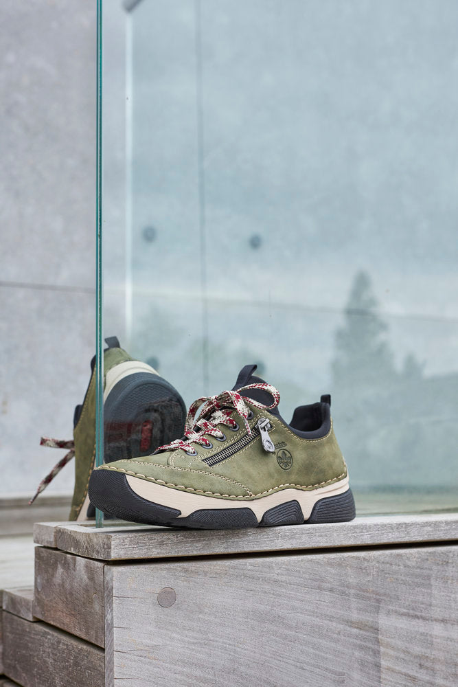 Rieker 45973-54 Khaki Green & Black Sneakers