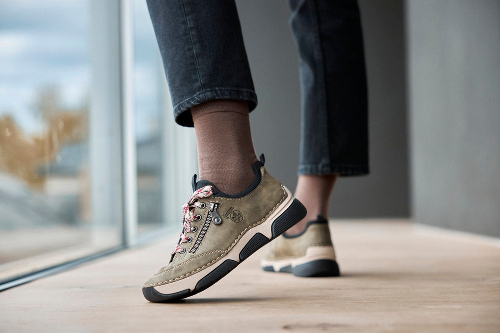 Rieker 45973-54 Khaki Green & Black Sneakers