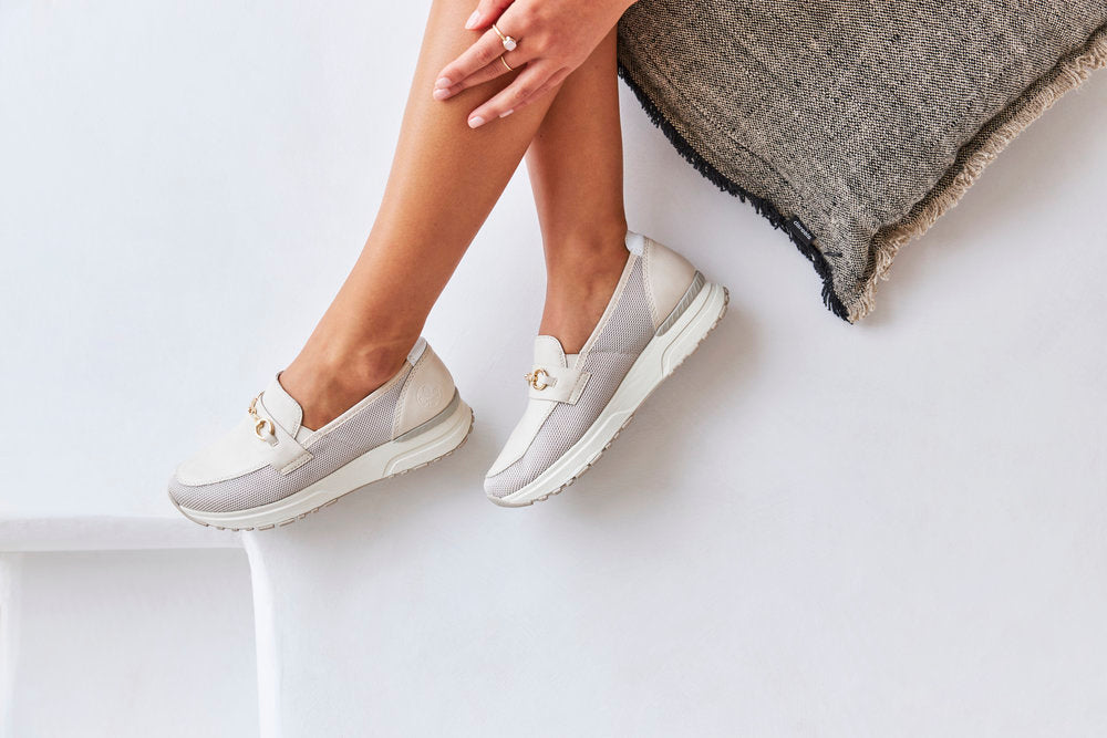 Rieker N7455-60 Beige G Fit Combi Slip On Moccasins