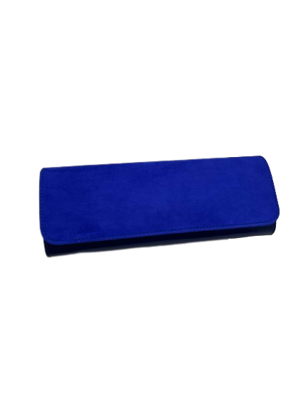 Cobalt blue suede clutch sales bag