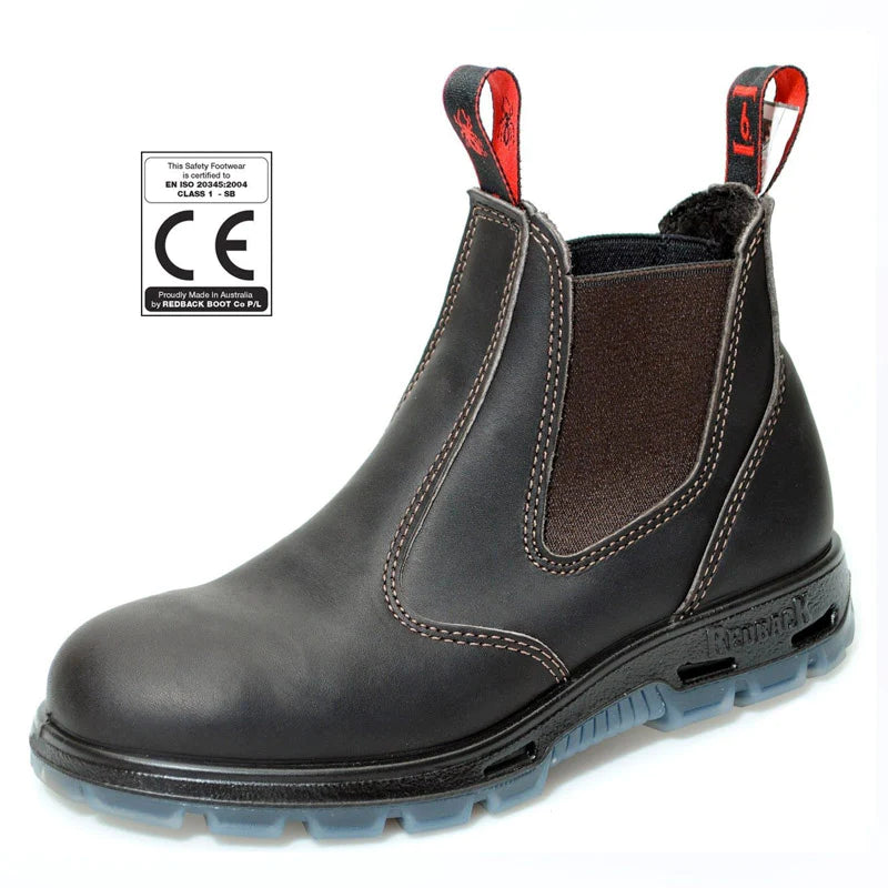 Redback USBOK Bobcat Claret Dark Brown TPU Safety Claret Kip Chelsea Boots