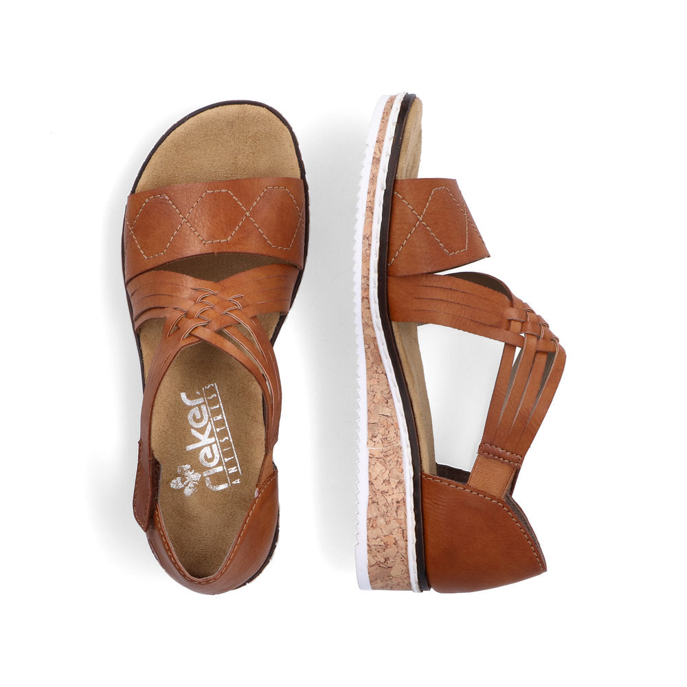 Rieker V3643-24 Brown Velcro Sandals