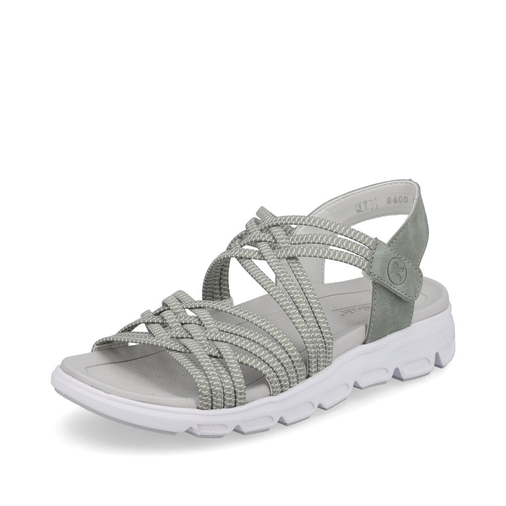 Rieker V8400-52 Evolution Mint Green & White Combi Velcro Sandals with Slingback Strap