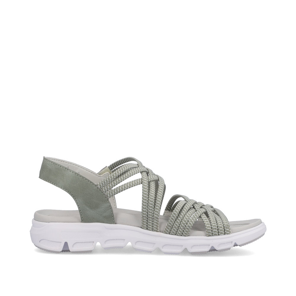 Rieker V8400-52 Evolution Mint Green & White Combi Velcro Sandals with Slingback Strap