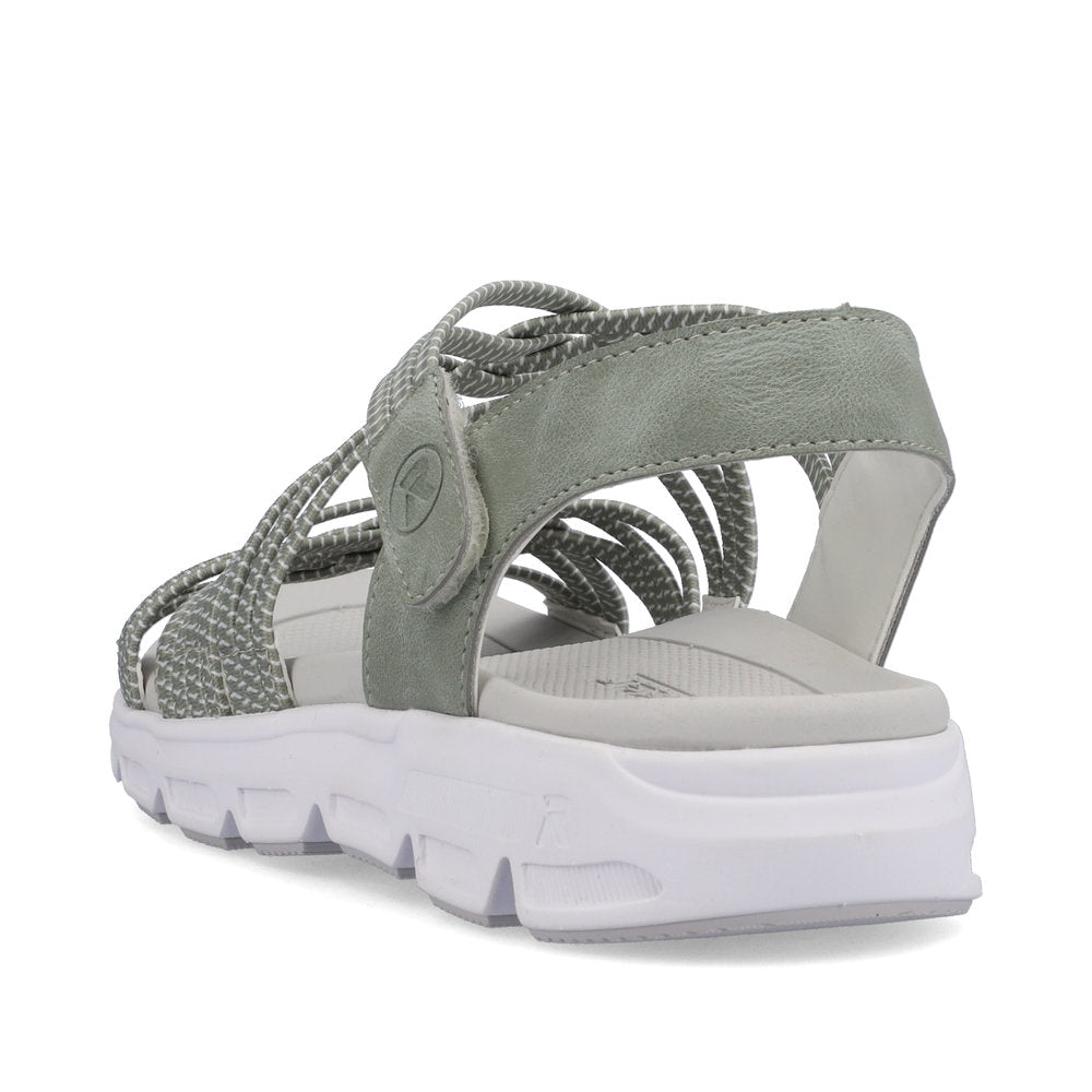 Rieker V8400-52 Evolution Mint Green & White Combi Velcro Sandals with Slingback Strap