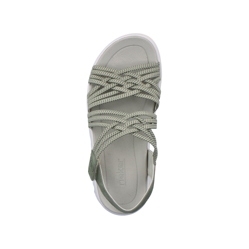 Rieker V8400-52 Evolution Mint Green & White Combi Velcro Sandals with Slingback Strap