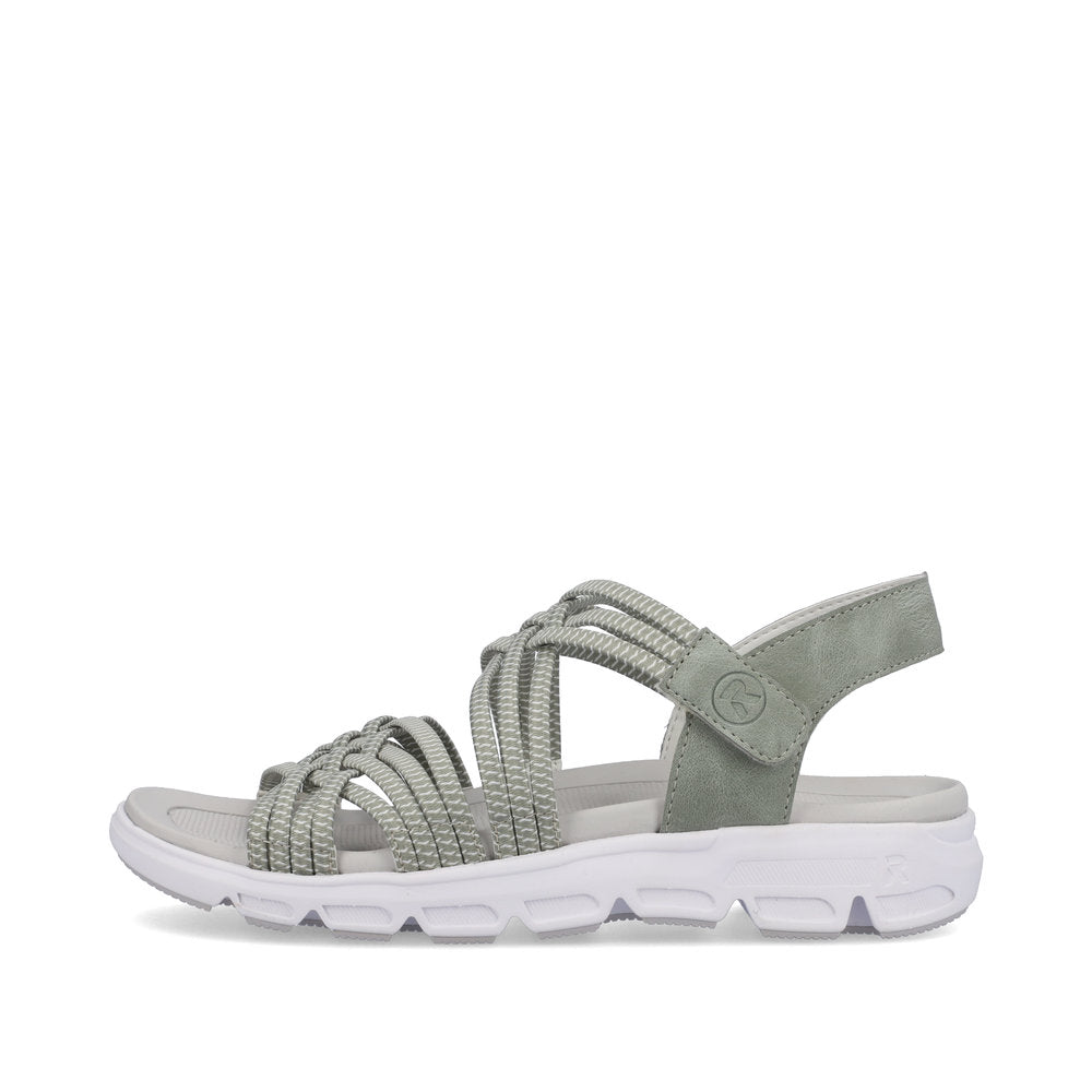Rieker V8400-52 Evolution Mint Green & White Combi Velcro Sandals with Slingback Strap