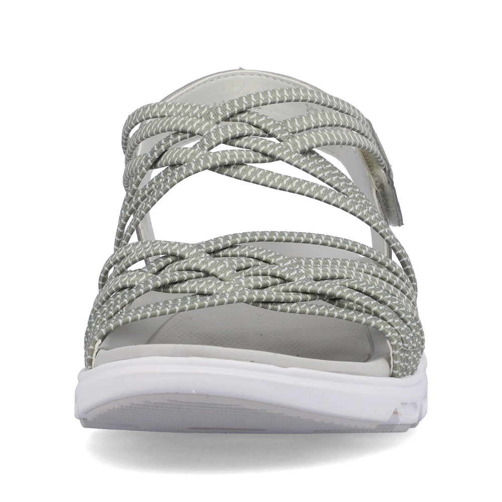 Rieker V8400-52 Evolution Mint Green & White Combi Velcro Sandals with Slingback Strap