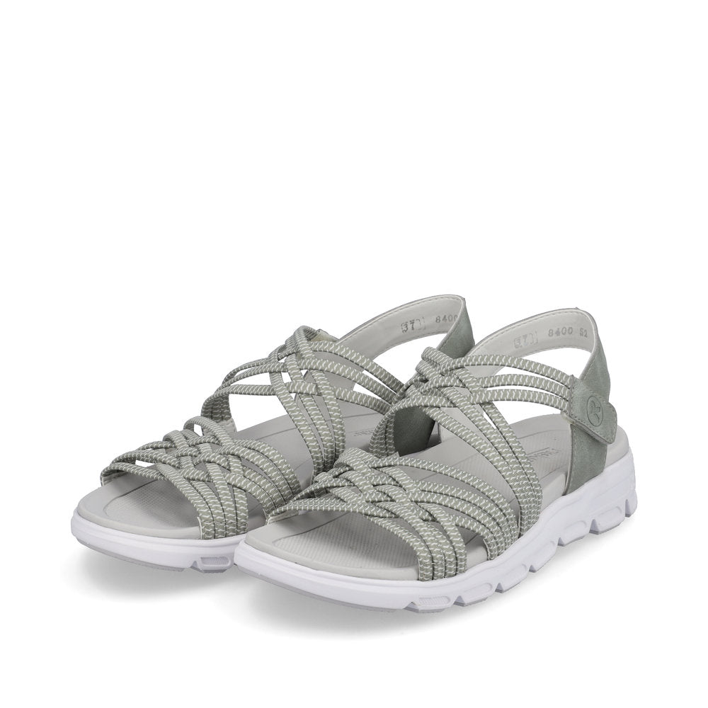 Rieker V8400-52 Evolution Mint Green & White Combi Velcro Sandals with Slingback Strap