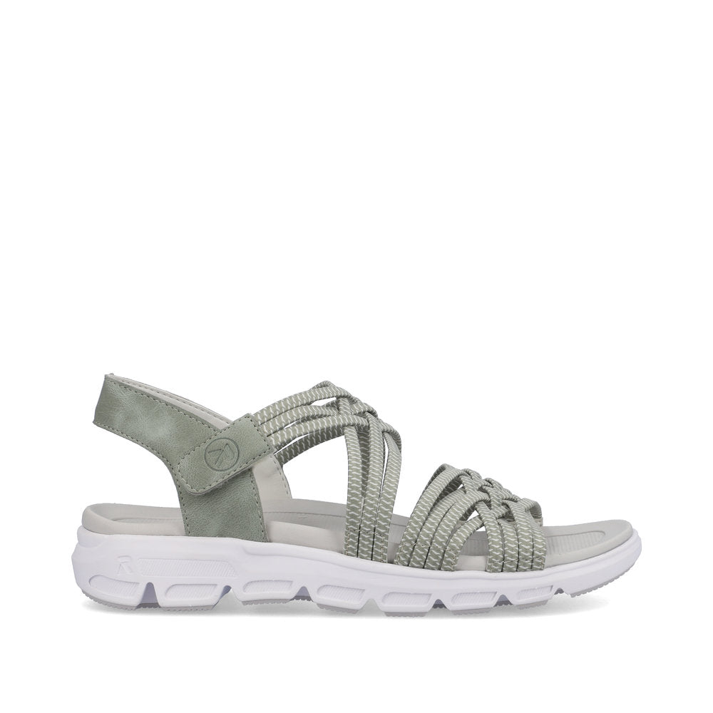 Rieker V8400-52 Evolution Mint Green & White Combi Velcro Sandals with Slingback Strap